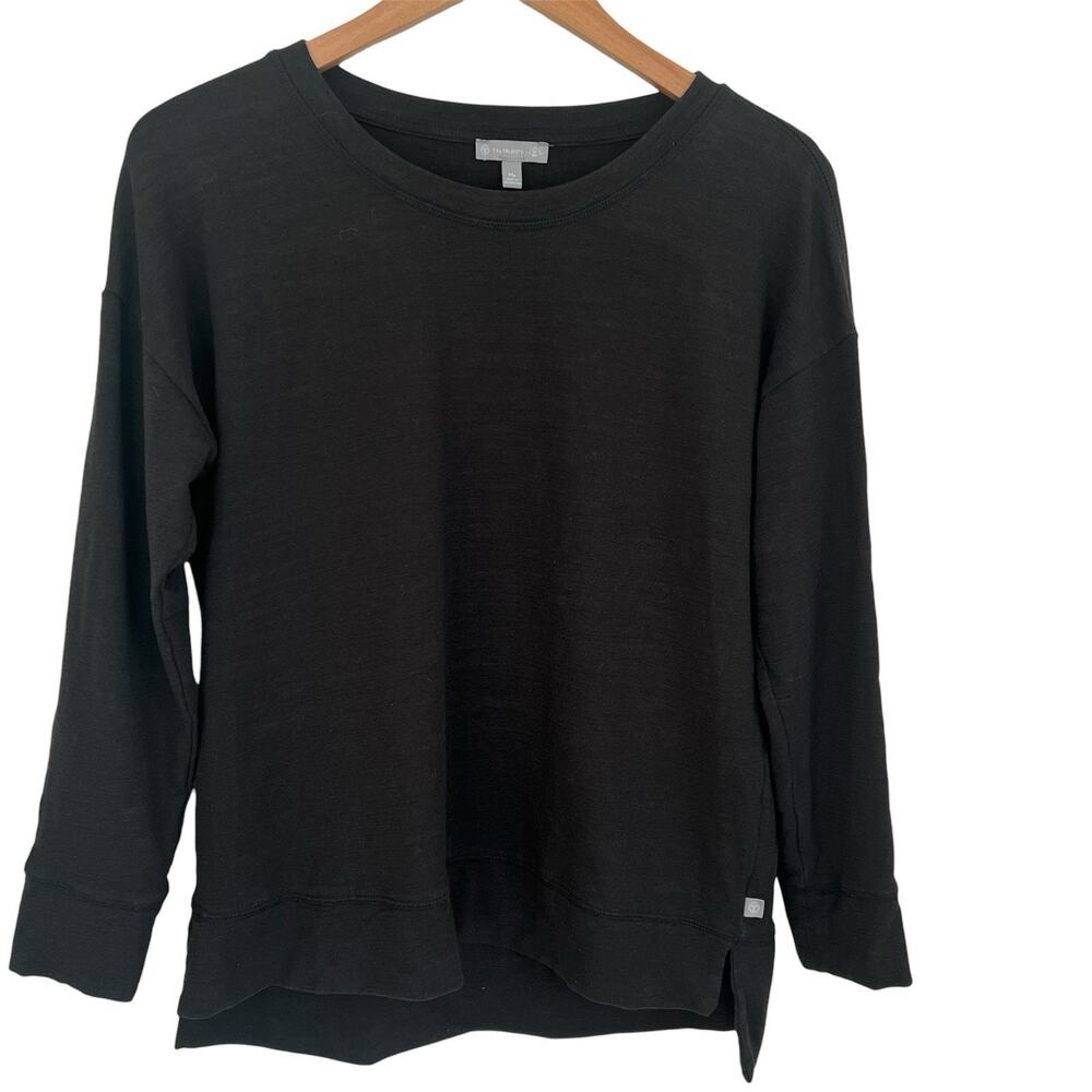 T by Talbots Black Long Sleeve Knit Top Women’s Medium Petite Relaxed Minimalist